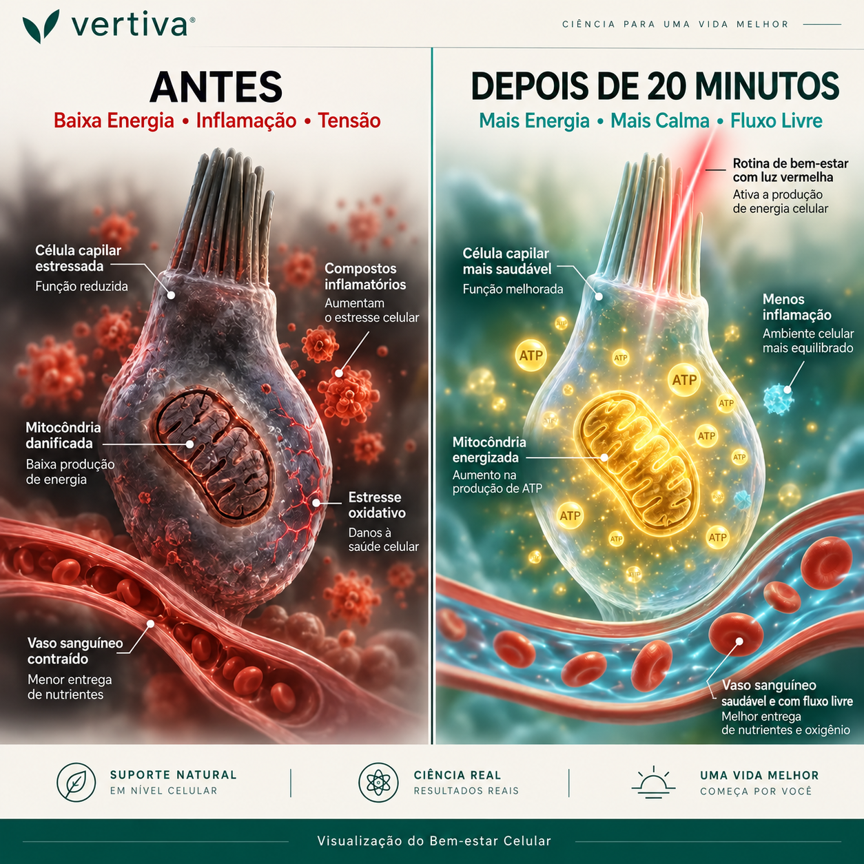 Vertiva Balance™ — Fones de Terapia com Luz Vermelha