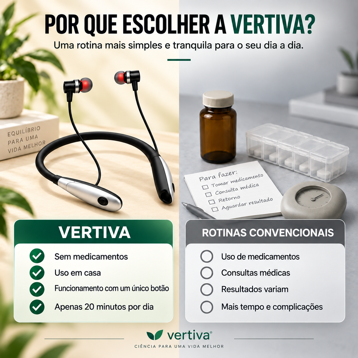 Vertiva Balance™ — Fones de Terapia com Luz Vermelha